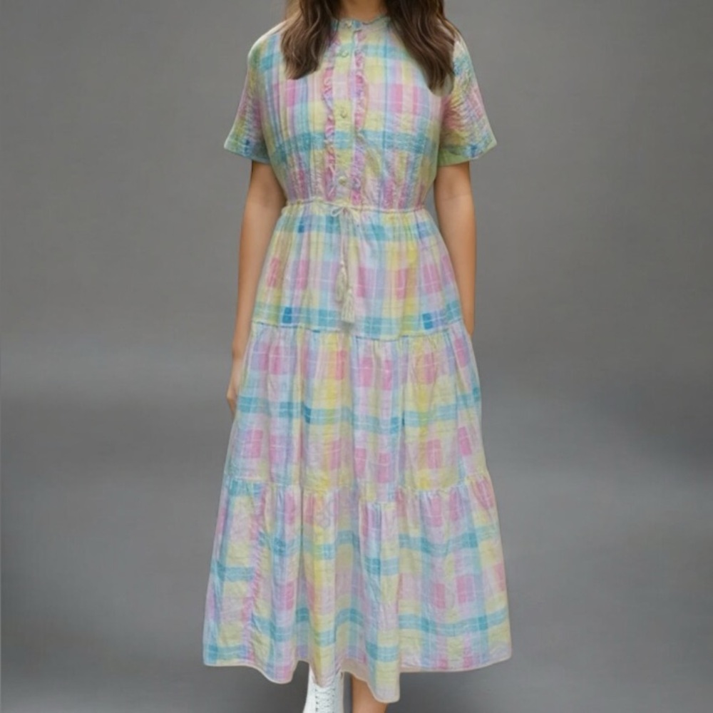 Pastel Plaid Maxi Dress